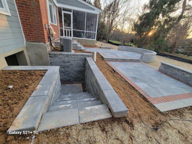 Terraced paver patio, steps and retaining walls